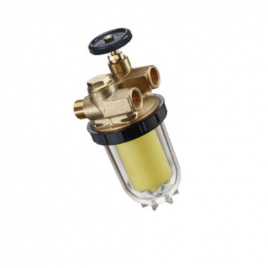 Фильтр жидкого топлива "Oilpur" для двухтрубных систем Ду 10, G 3/8 ВР, G 3/8 НР, для работы в режиме всасывания, пластиковый фильтрующий патрон Siku 50-75 µm
